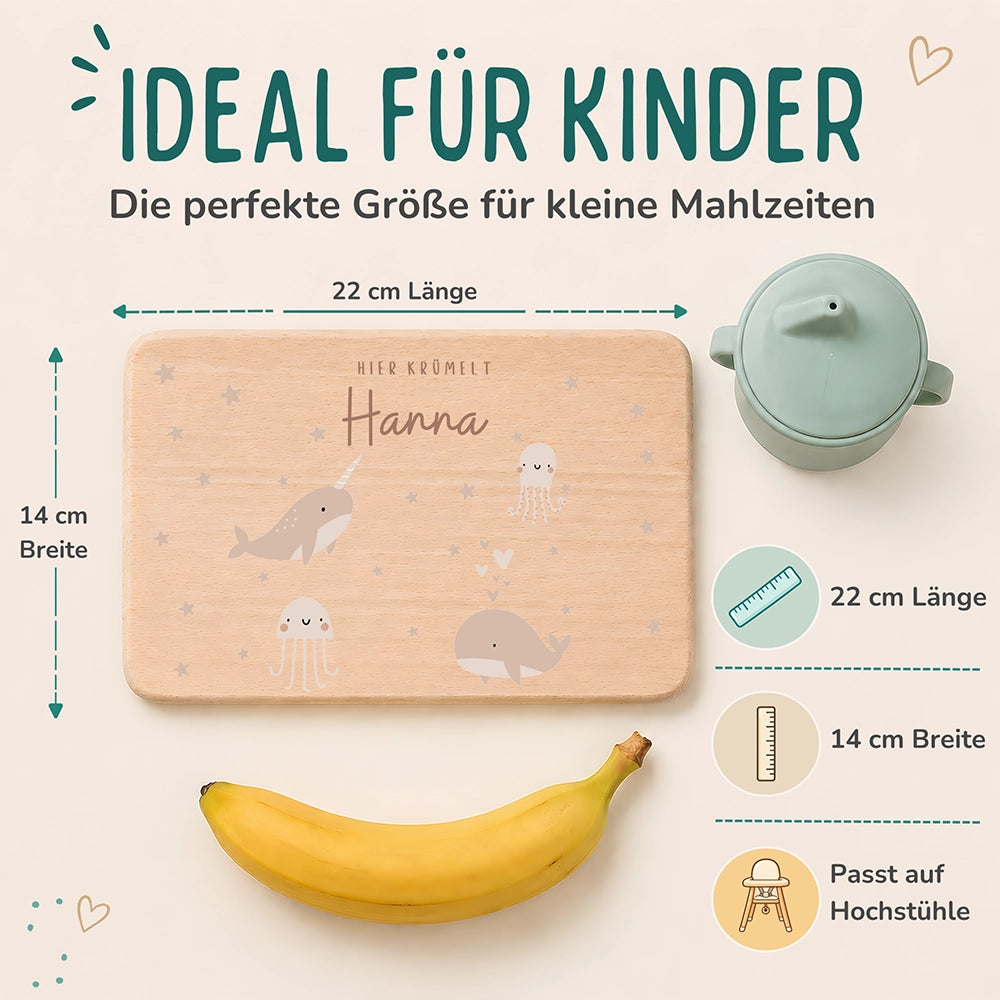 Frühstücksbrettchen Holz personalisiert - Meer