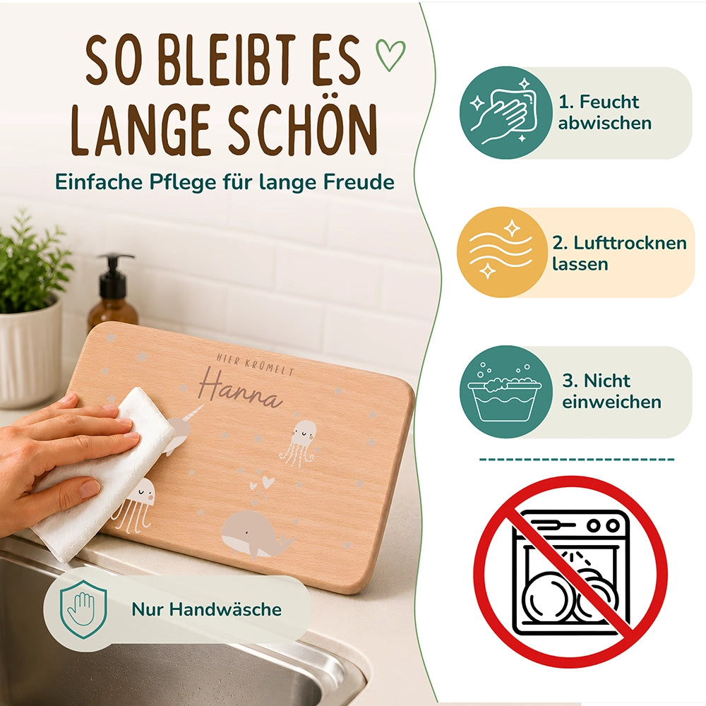 Frühstücksbrettchen Holz personalisiert - Meer