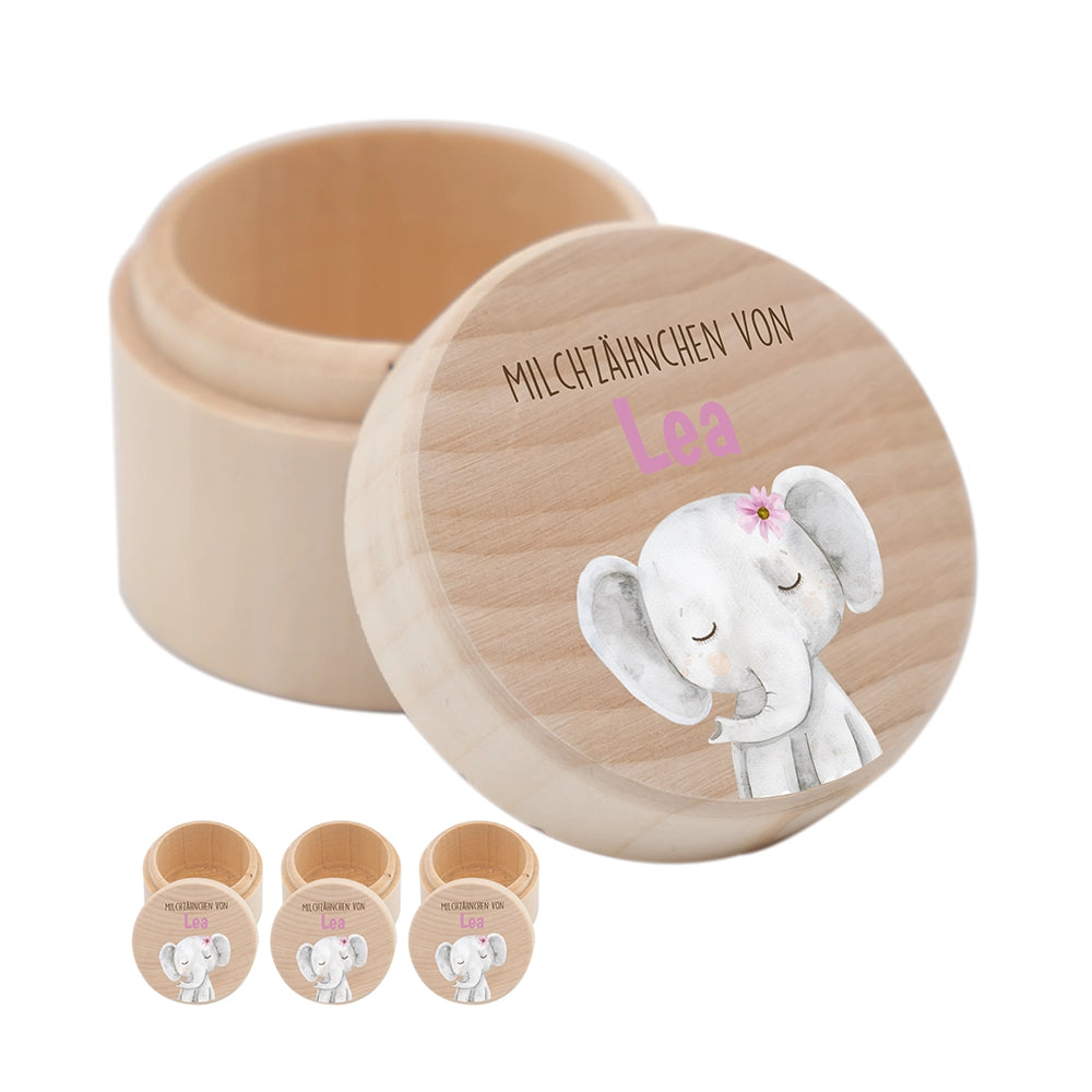 Milchzahndose personalisiert - Mädchen Elefant Motiv