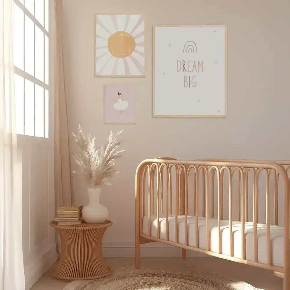 Poster 3er-Set - Sonne, Ballerina & Dream Big fürs Kinderzimmer