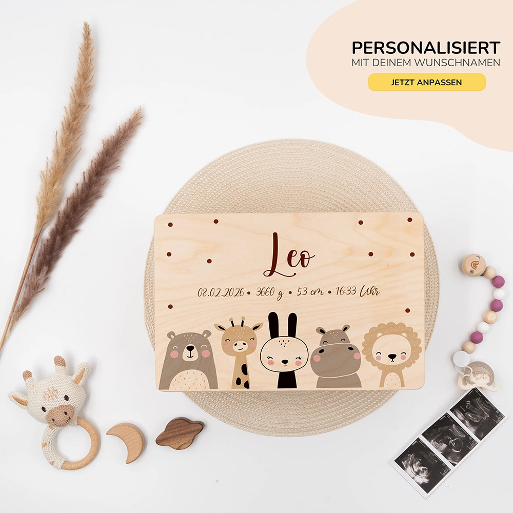 Erinnerungsbox Baby - Zauberhafte Tierfamilie