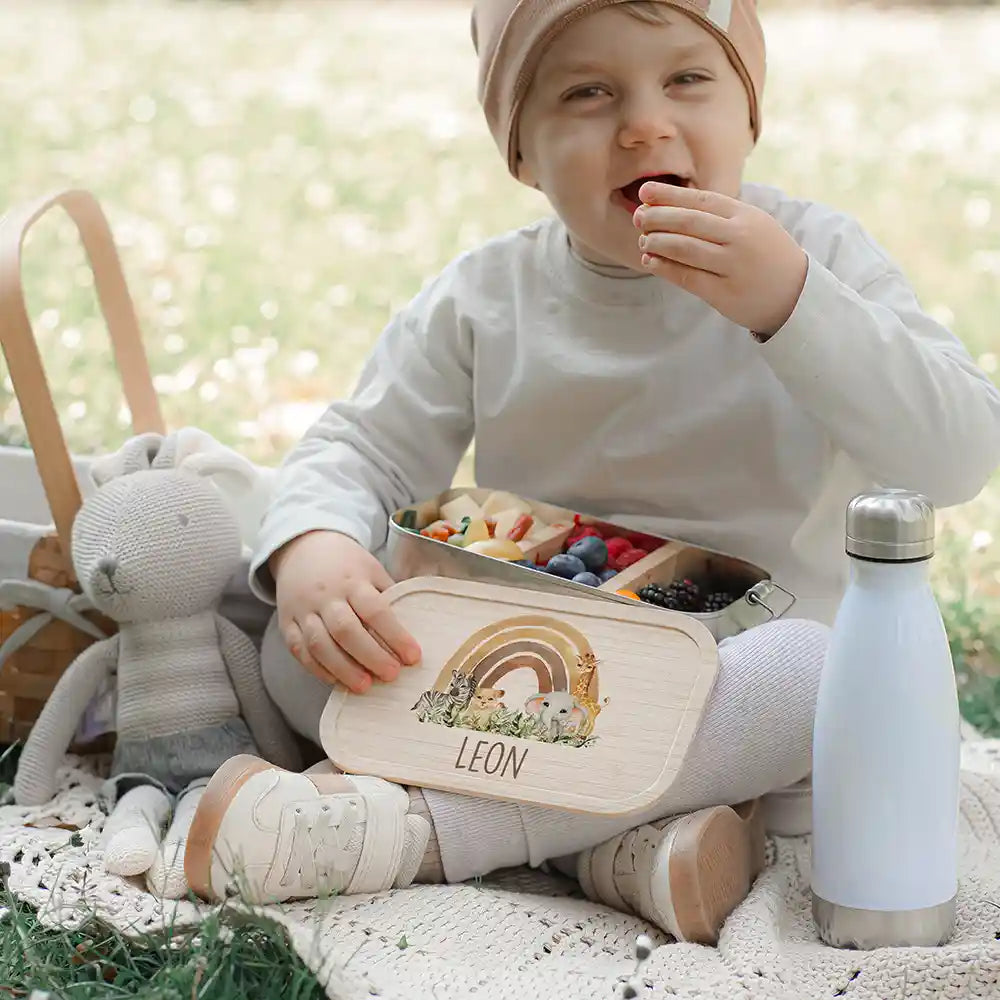 Brotdose Kinder personalisiert - Rainbow Animals