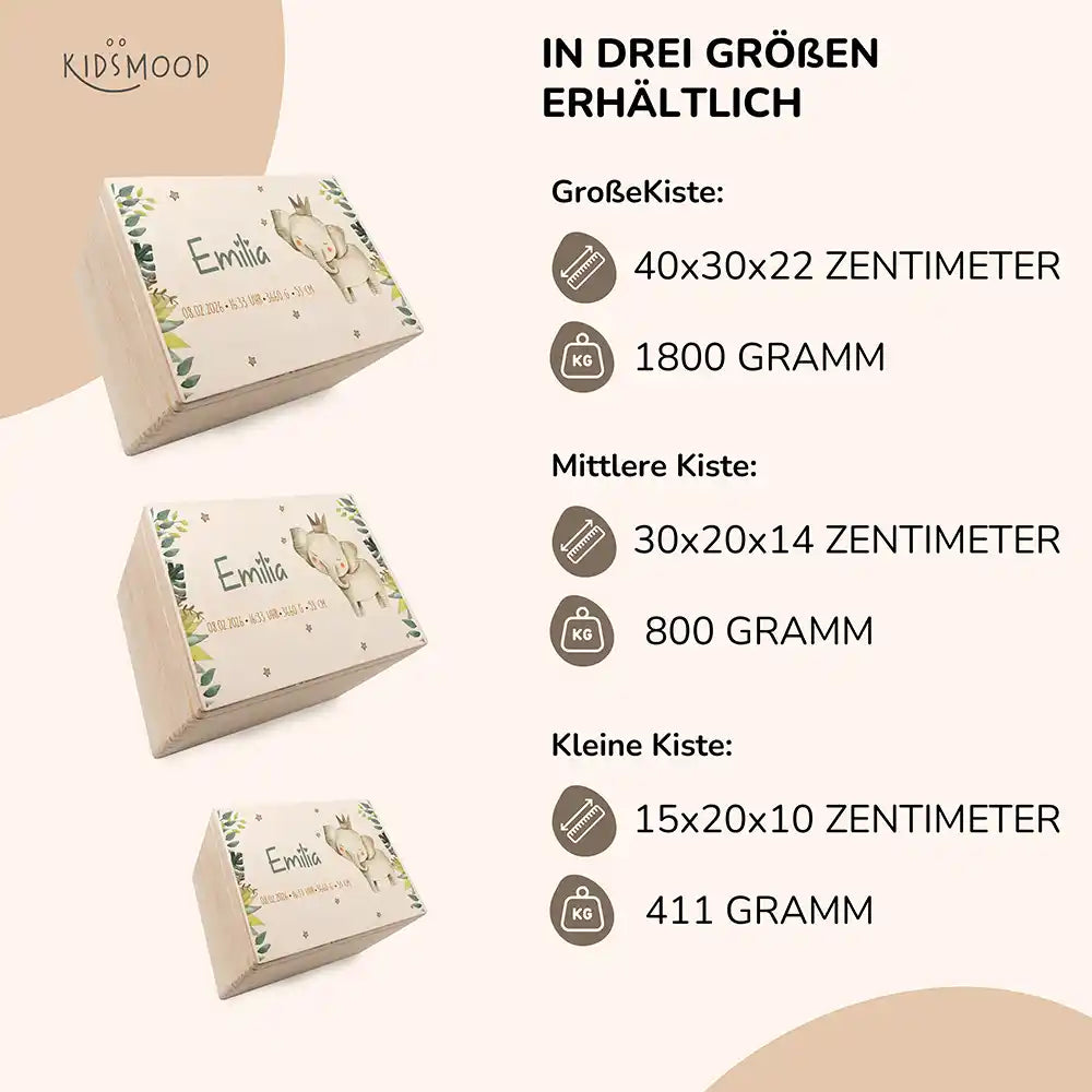 Erinnerungsbox Baby - Jungle Elefant