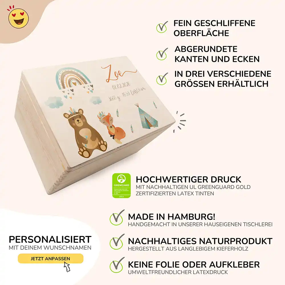 Personalisierte Erinnerungskiste Tipi