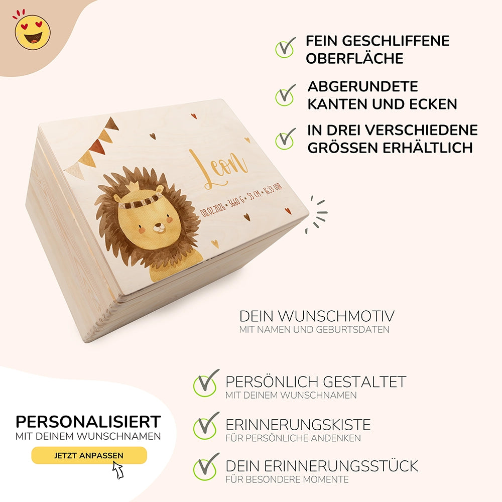 Erinnerungsbox Baby - Löwe Boho