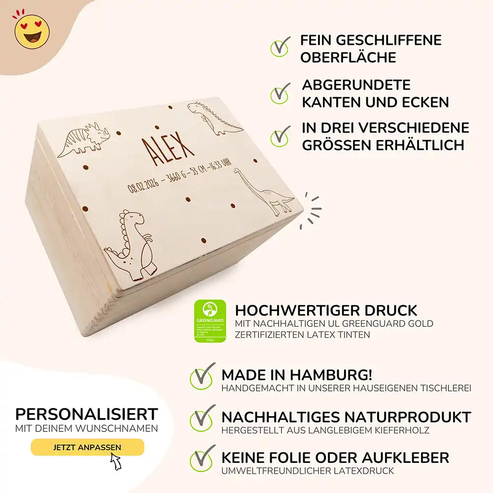 Personalisierte Erinnerungskiste - Dino Familie