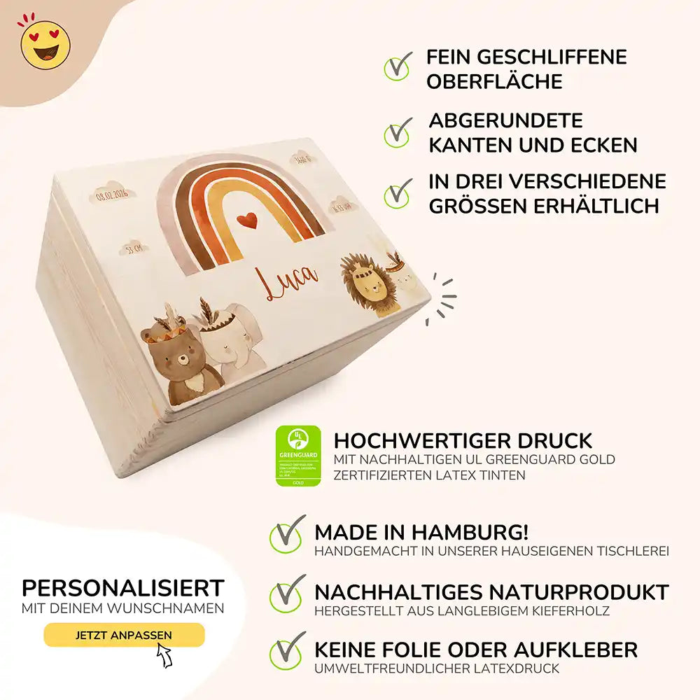 Erinnerungsbox Baby - Boho Tierfamilie