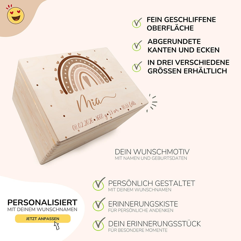 Erinnerungsbox Baby - Regenbogen Herz