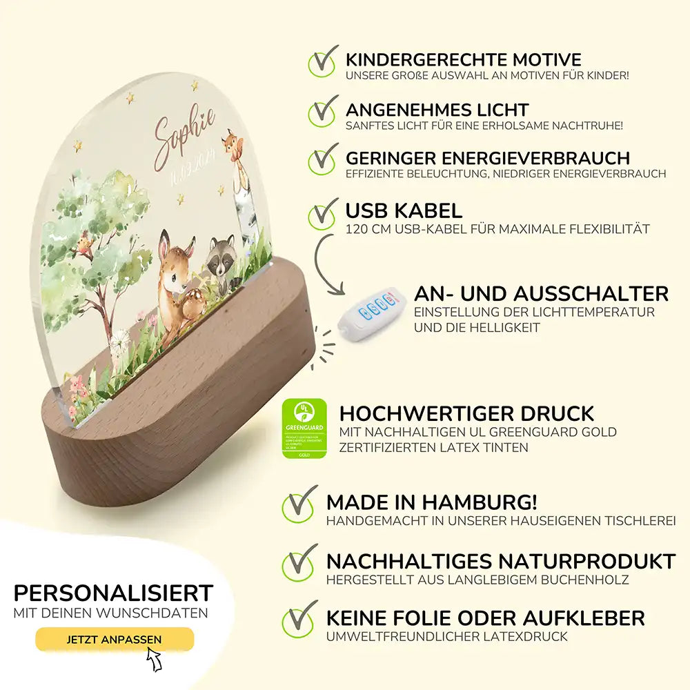 Nachtlicht Kinder personalisiert Weihnachten - Reh