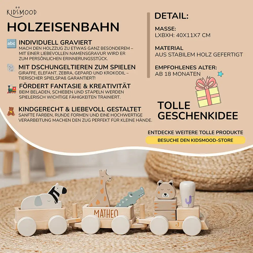 Jollein Holzeisenbahn personalisiert mit Namen