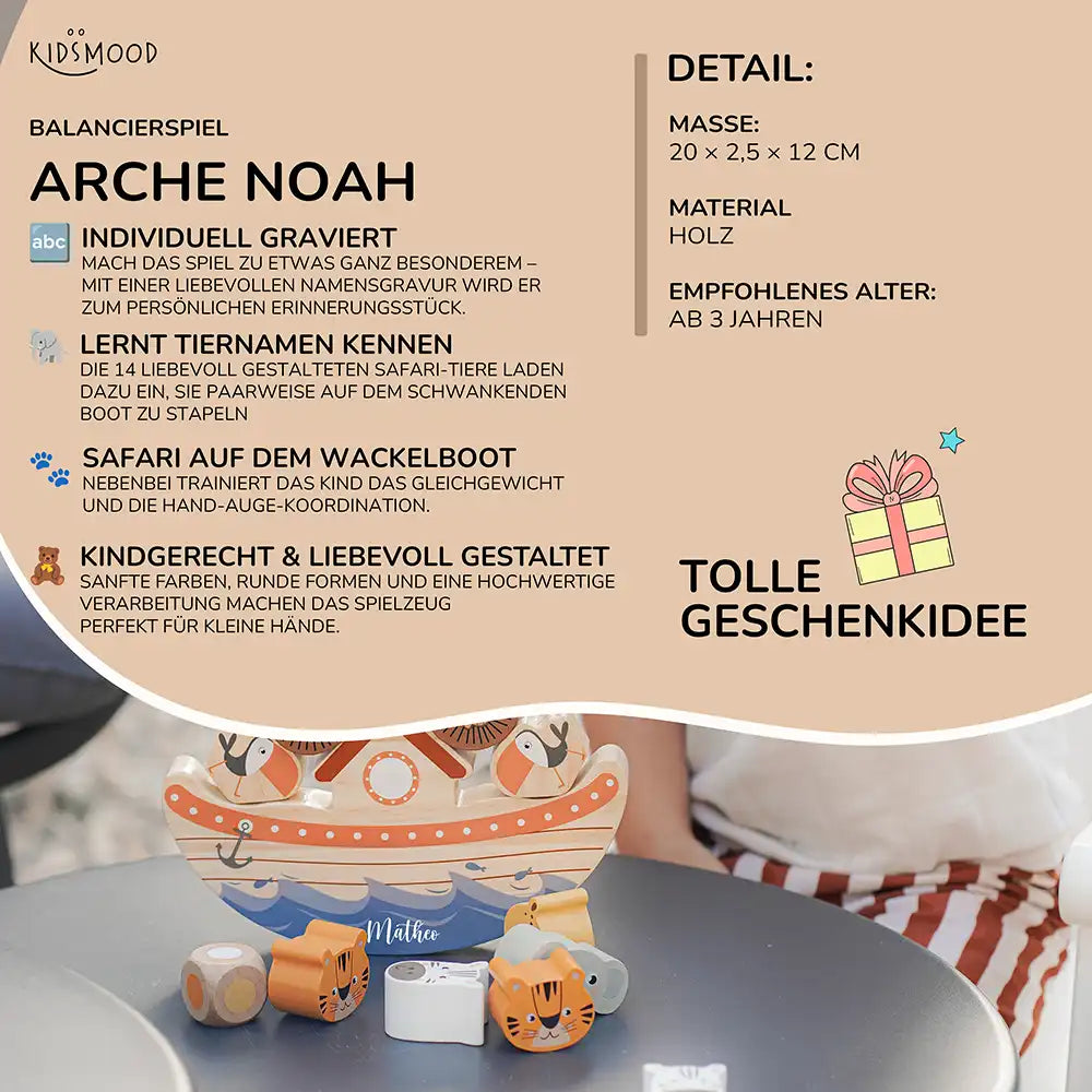 Jollein Arche Noah Balancespiel personalisiert mit Namen