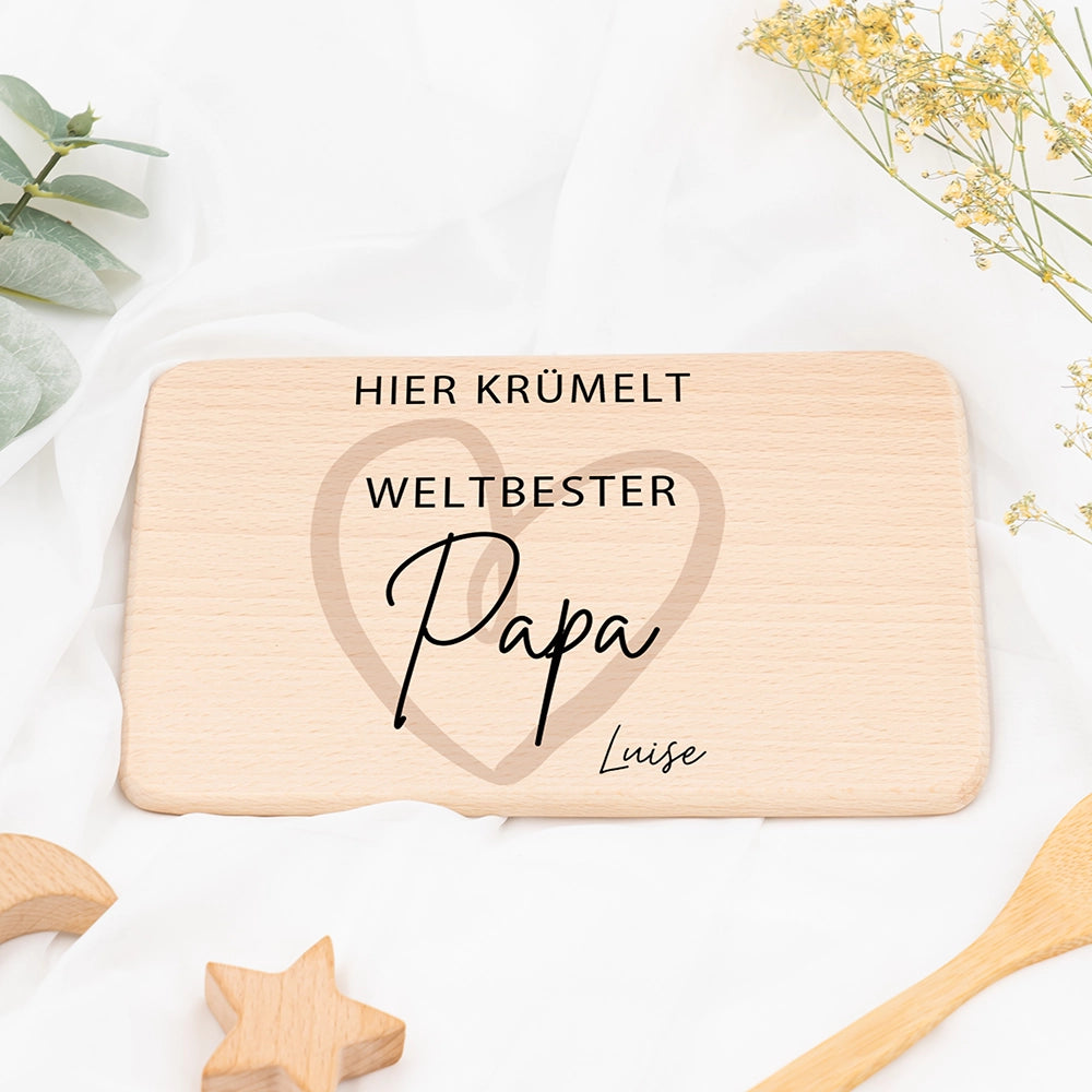 Frühstücksbrettchen Holz Weltbester Papa mit Gravur - Geschenk Vatertag
