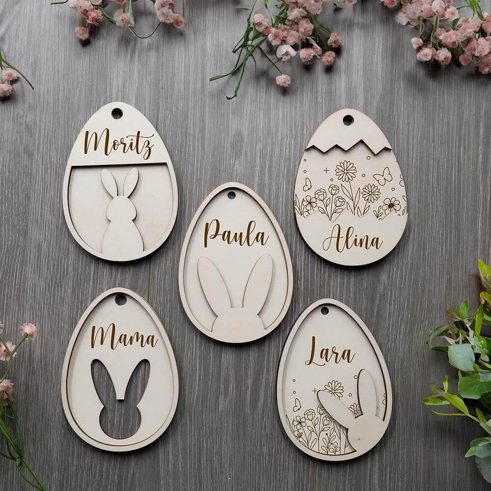 personalized wooden Easter ornament with custom engraving