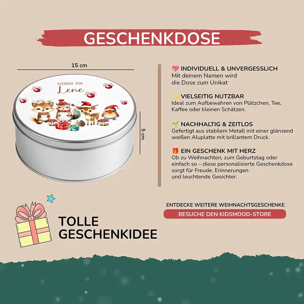 Keksdose aus Metall personalisiert - Eichhörnchen