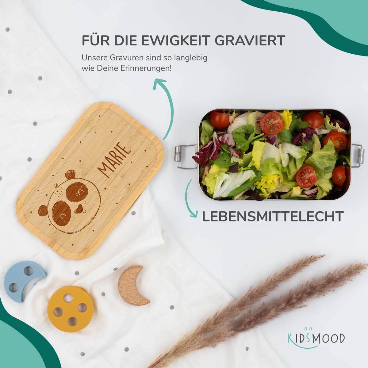 lunchbox with pandabär design and personalized name