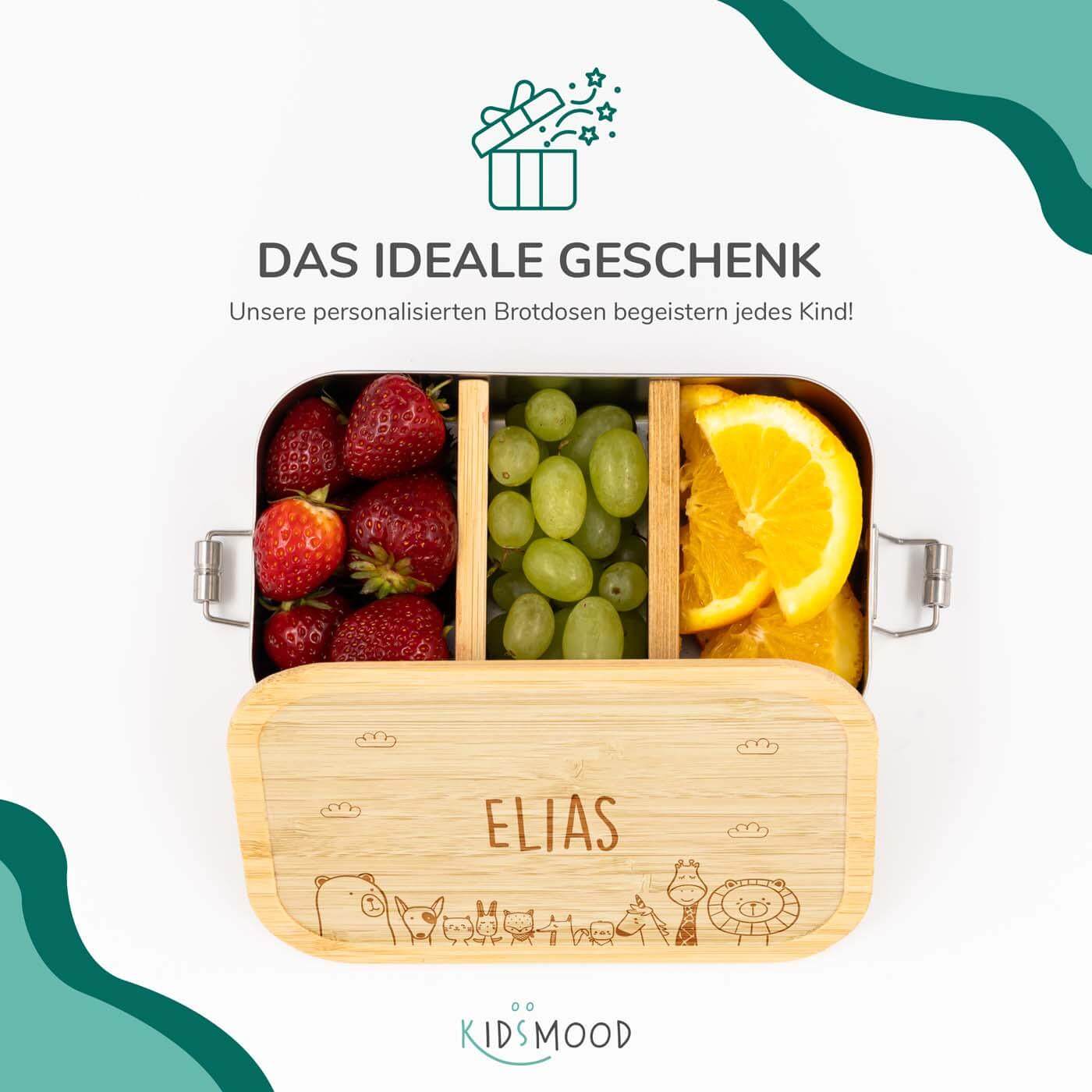 lunchbox with animal family design and personalized name
