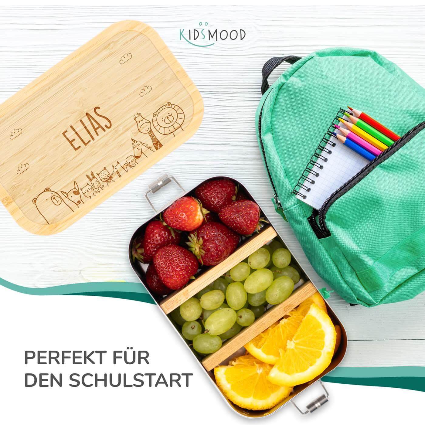 engraved lunchbox with animal family and custom name
