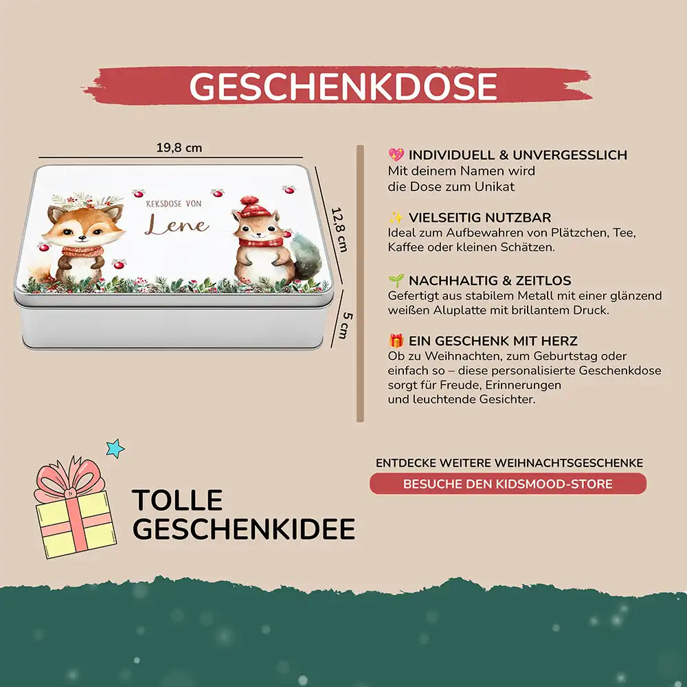 Keksdose aus Metall personalisiert - Eichhörnchen