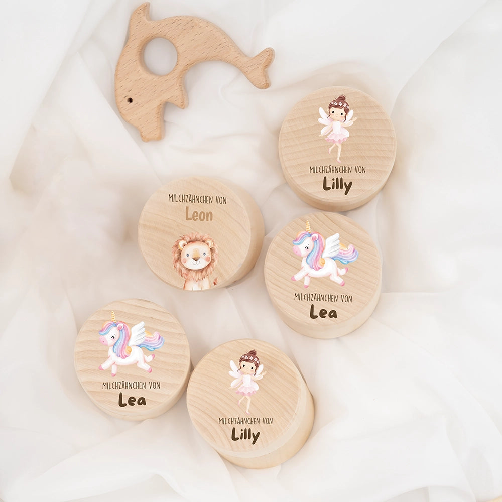 Zahndose Milchzähne personalisiert - Löwe Motiv