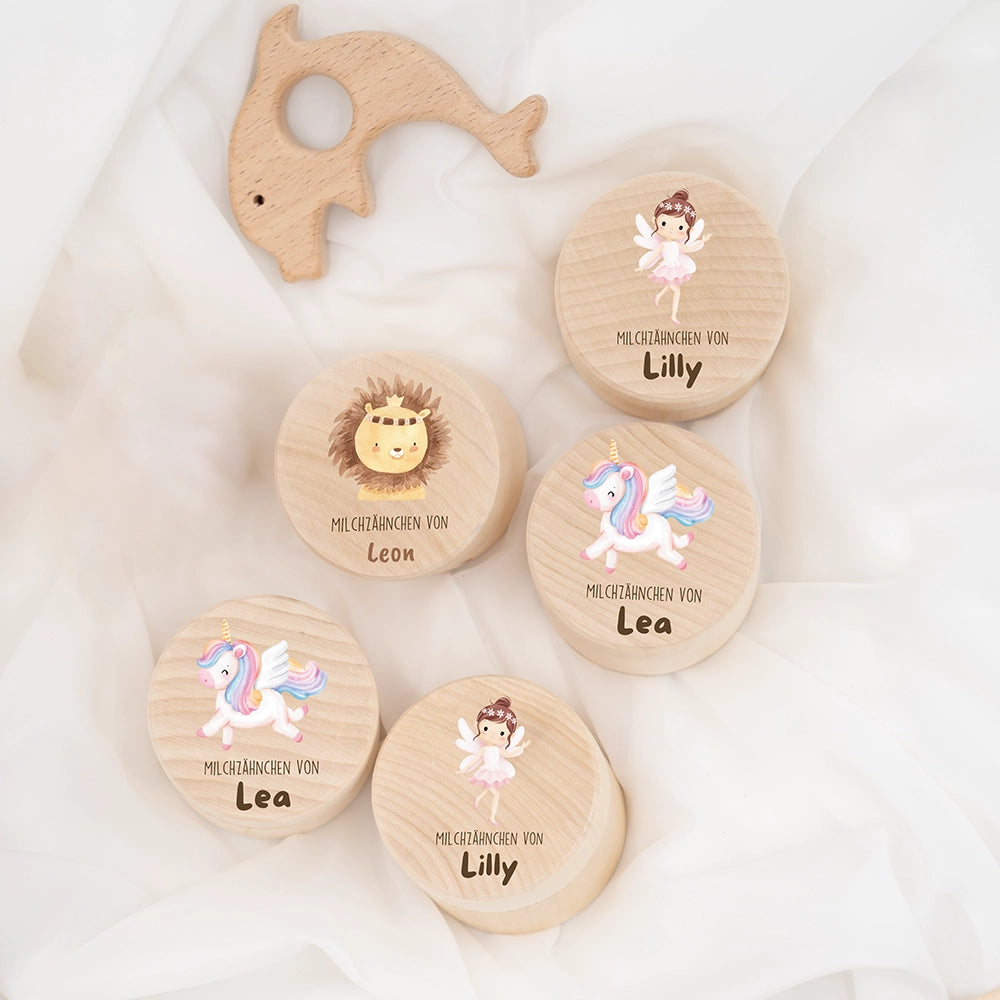 Zahndose Milchzähne personalisiert - Löwe Motiv