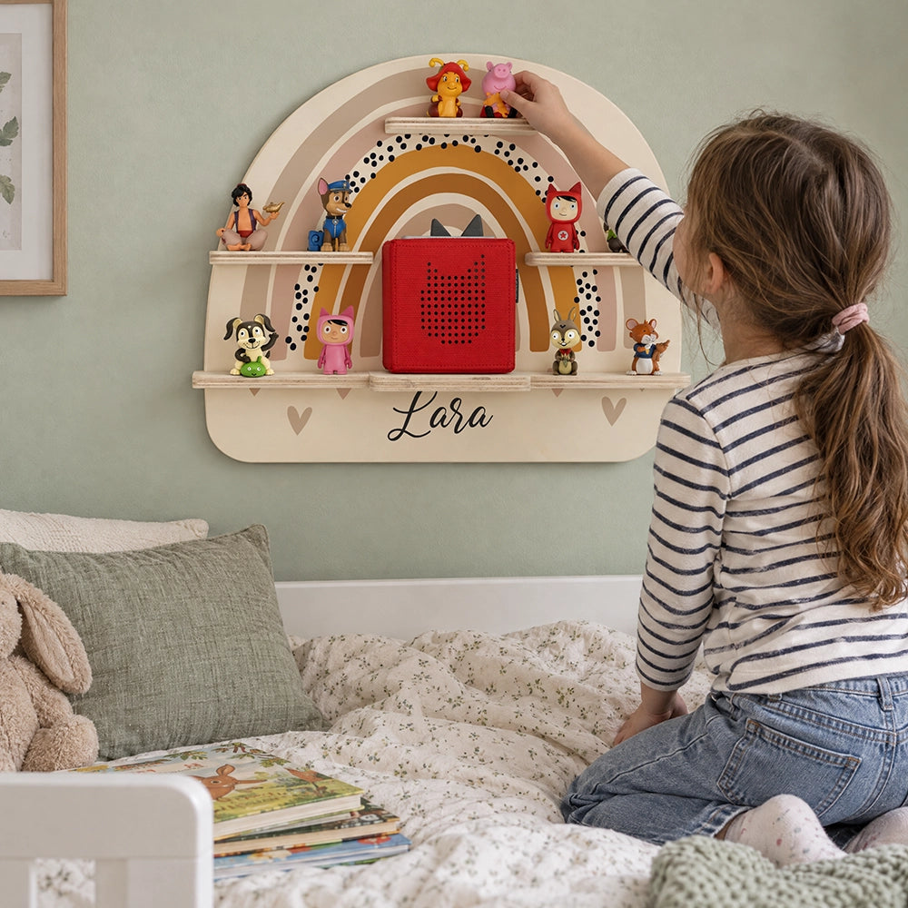 Tonie Regal aus Holz, Toniebox Regal personalisiert Regenbogen 4