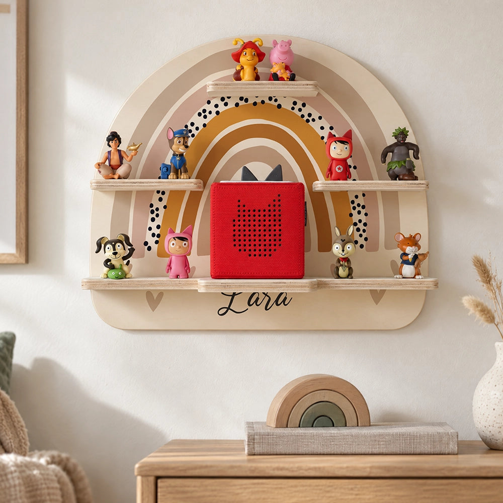 Tonie Regal aus Holz, Toniebox Regal personalisiert Regenbogen 4
