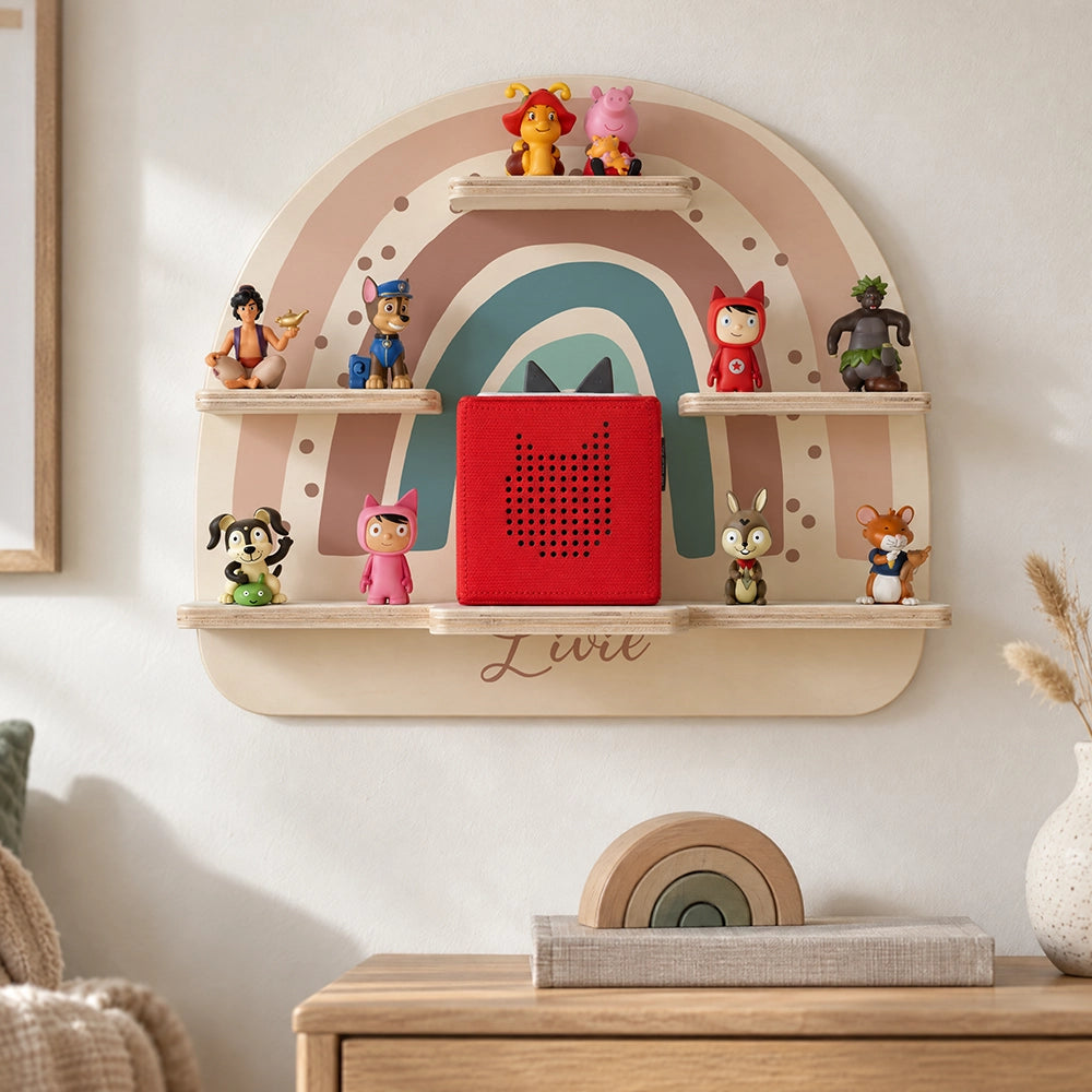 Tonie Regal aus Holz, Toniebox Regal personalisiert Regenbogen 9