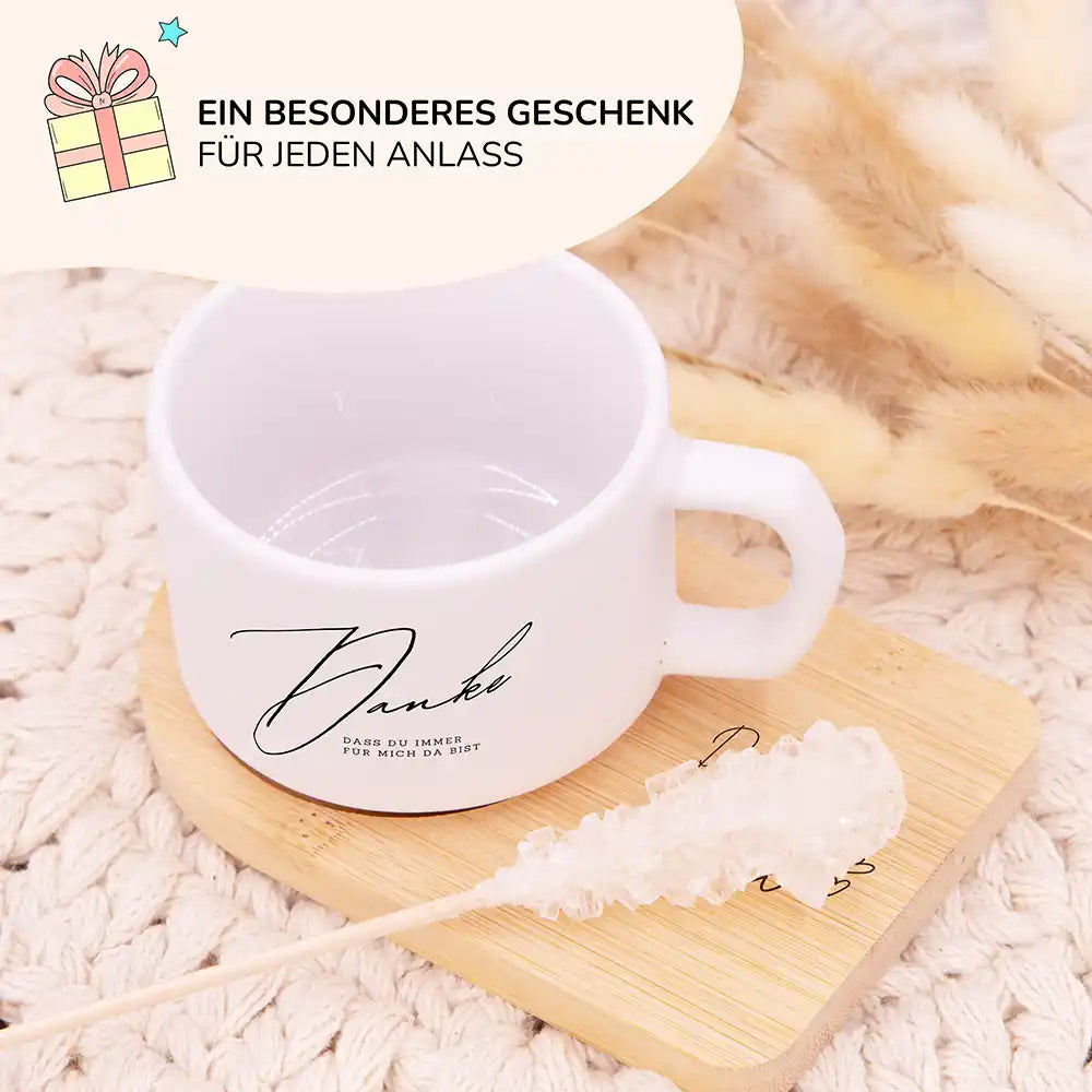 Besonderes Muttertagsgeschenk – personalisierte Keramiktasse Danke – immer für mich da