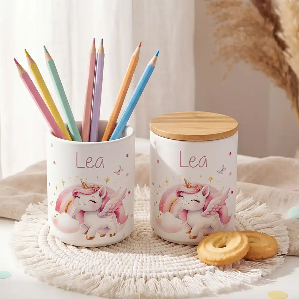 Personalisierte Keksdose Einhorn Flügel - liebevoll personalisiert