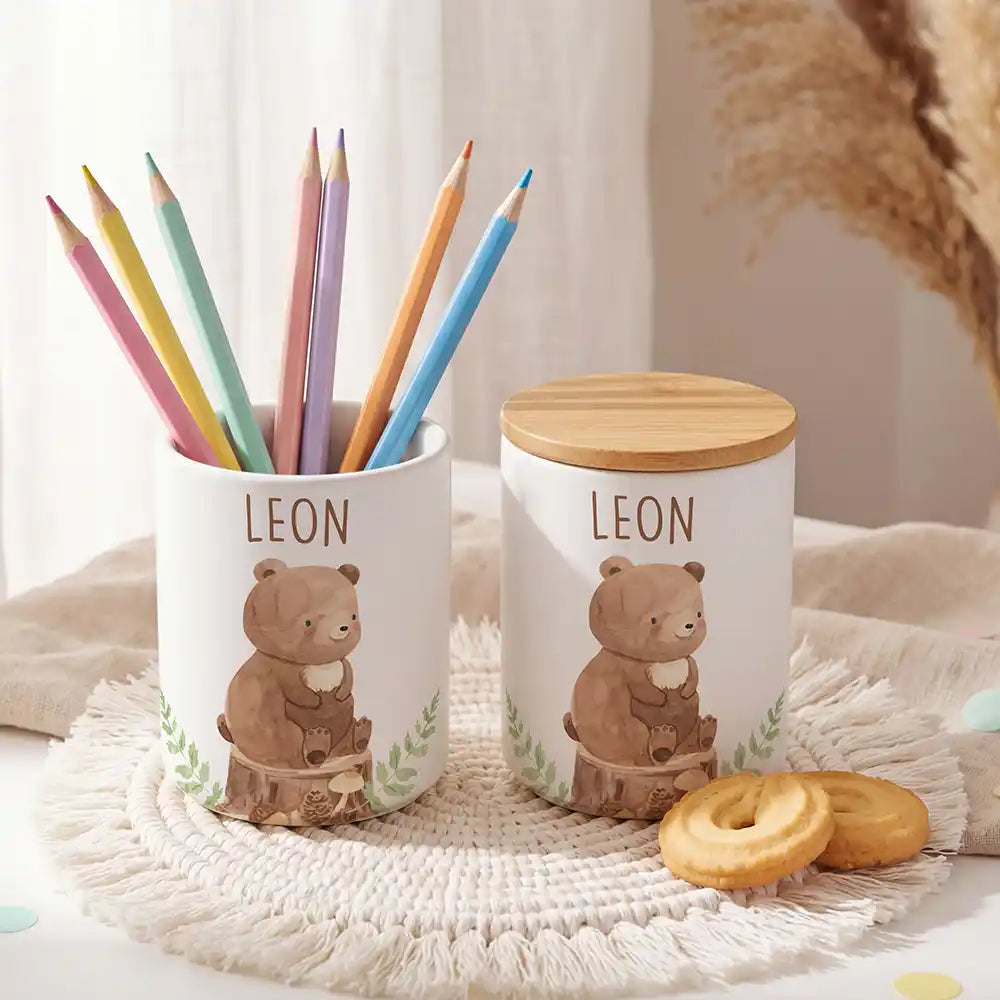 Personalisierte Keksdose Bär Wald - liebevoll personalisiert