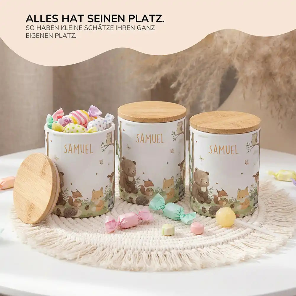 Lifestyle: Personalisierte Keksdose Waldfreunde I im Kinderzimmer