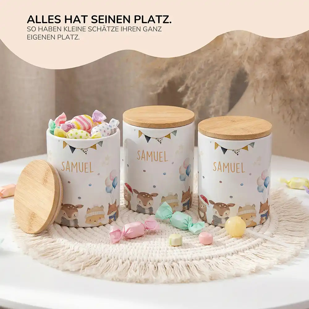 Lifestyle: Personalisierte Keksdose Waldtiere Geburtstag im Kinderzimmer