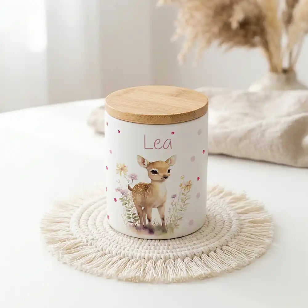 Personalisierte Keksdose Rehkitz Blumenwiese - Produktgruppe & Variationen