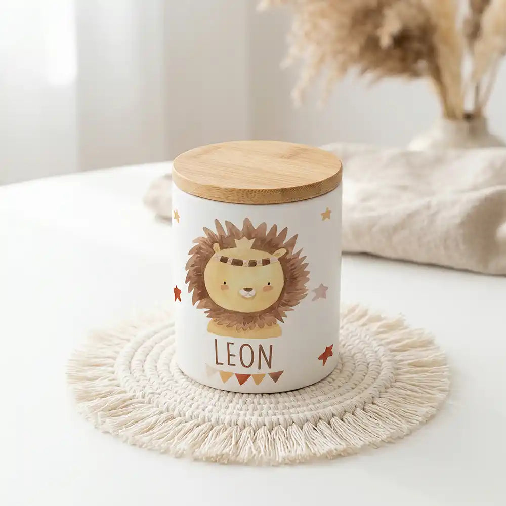 Personalisierte Keksdose Löwe Boho - Produktgruppe & Variationen