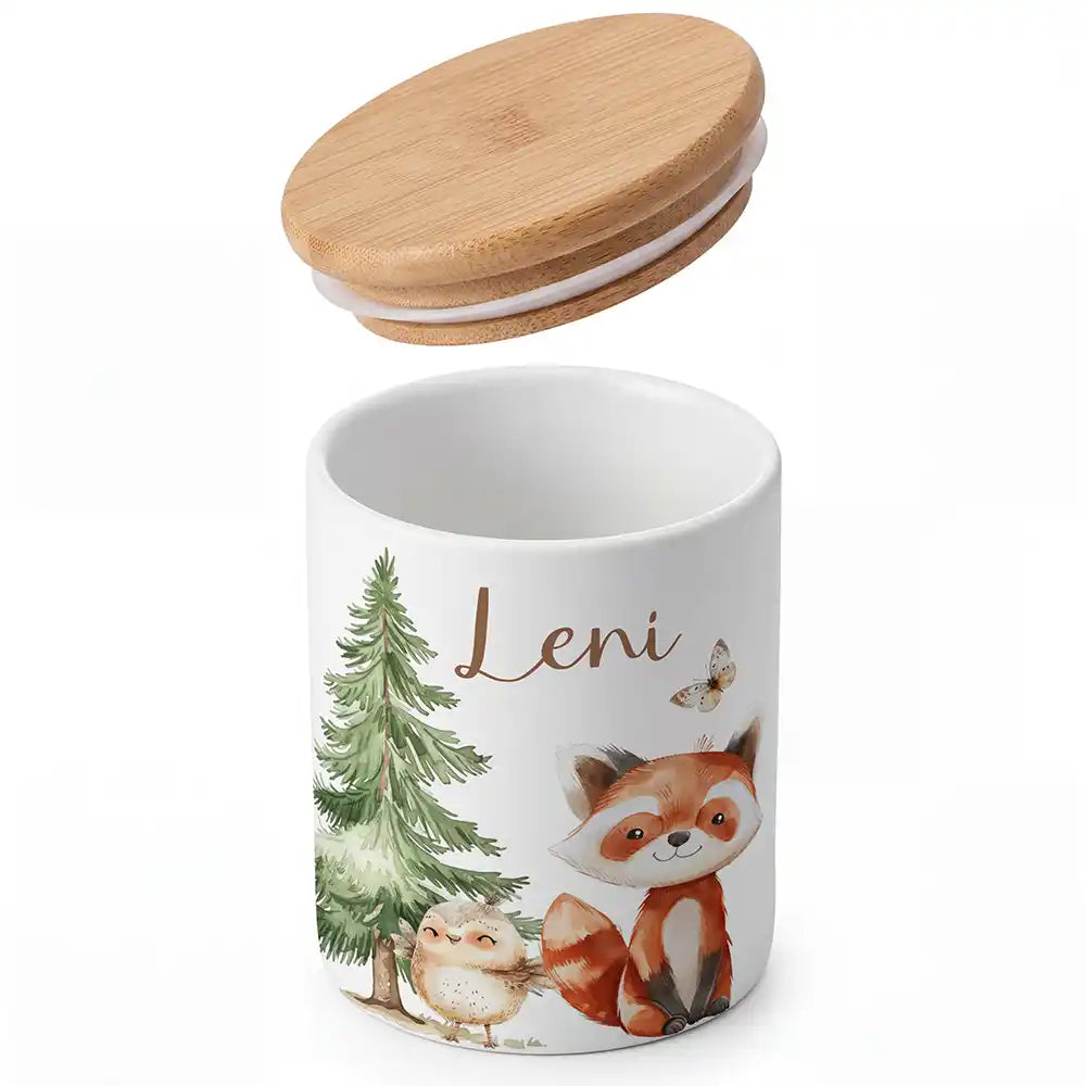 Personalisierte Keksdose Roter Panda & Eule - Detailansicht Motiv