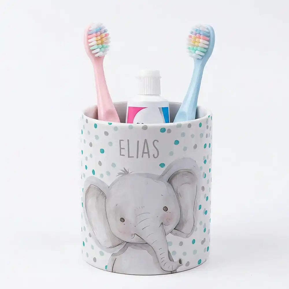 Kidsmood - Familienbetrieb aus Hamburg - Personalisierter Stiftehalter Elefant Konfetti