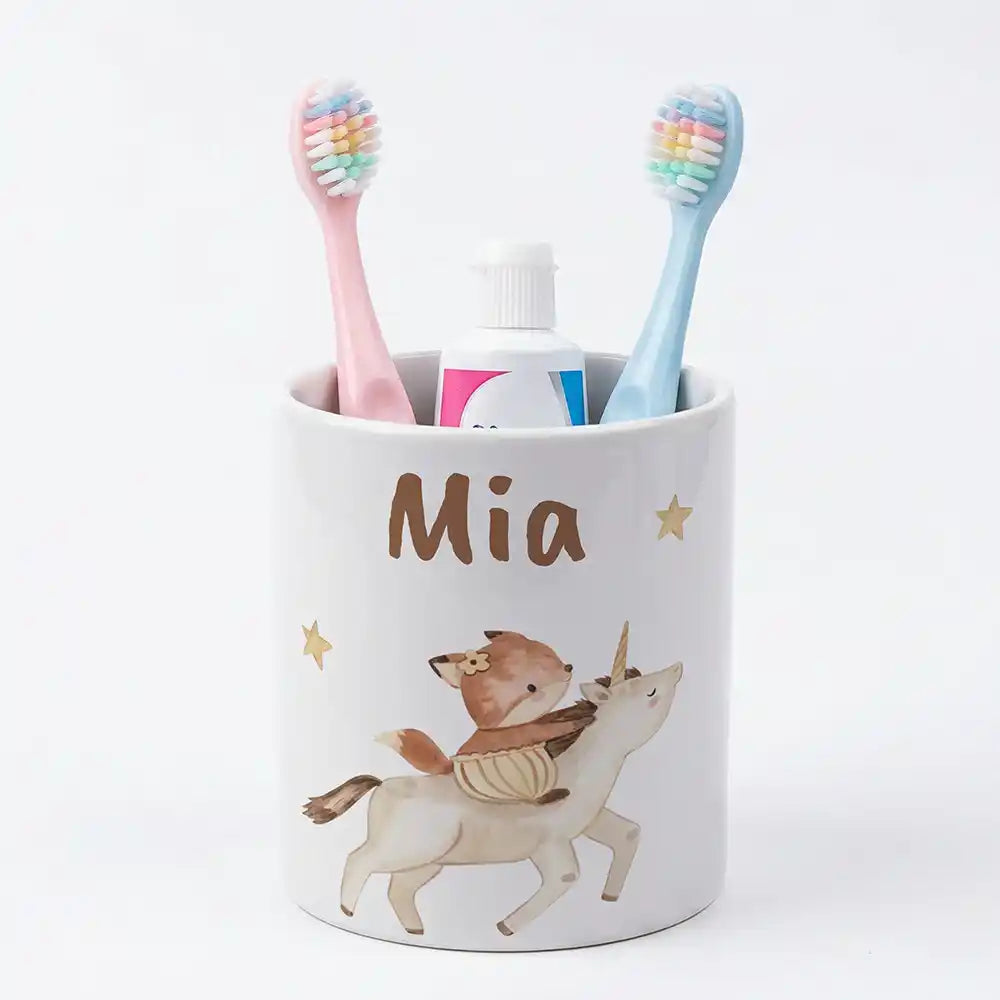 Kidsmood - Familienbetrieb aus Hamburg - Personalisierter Stiftehalter Fuchs & Einhorn