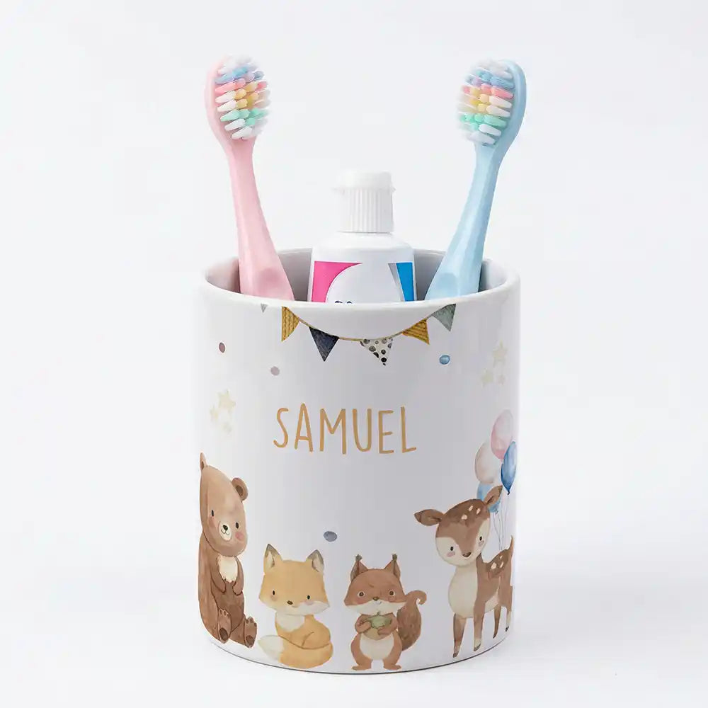 Kidsmood - Familienbetrieb aus Hamburg - Personalisierter Stiftehalter Waldtiere Party