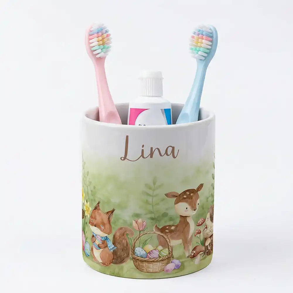 Kidsmood - Familienbetrieb aus Hamburg - Personalisierter Stiftehalter Ostern Reh & Fuchs
