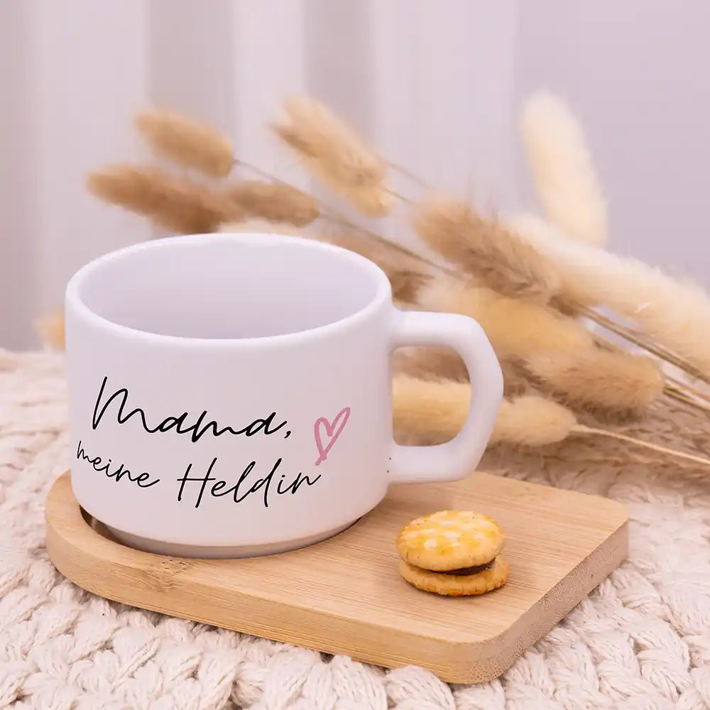 Personalisierte Kaffeetasse Mama Mama meine Heldin – Keramik & Bambus