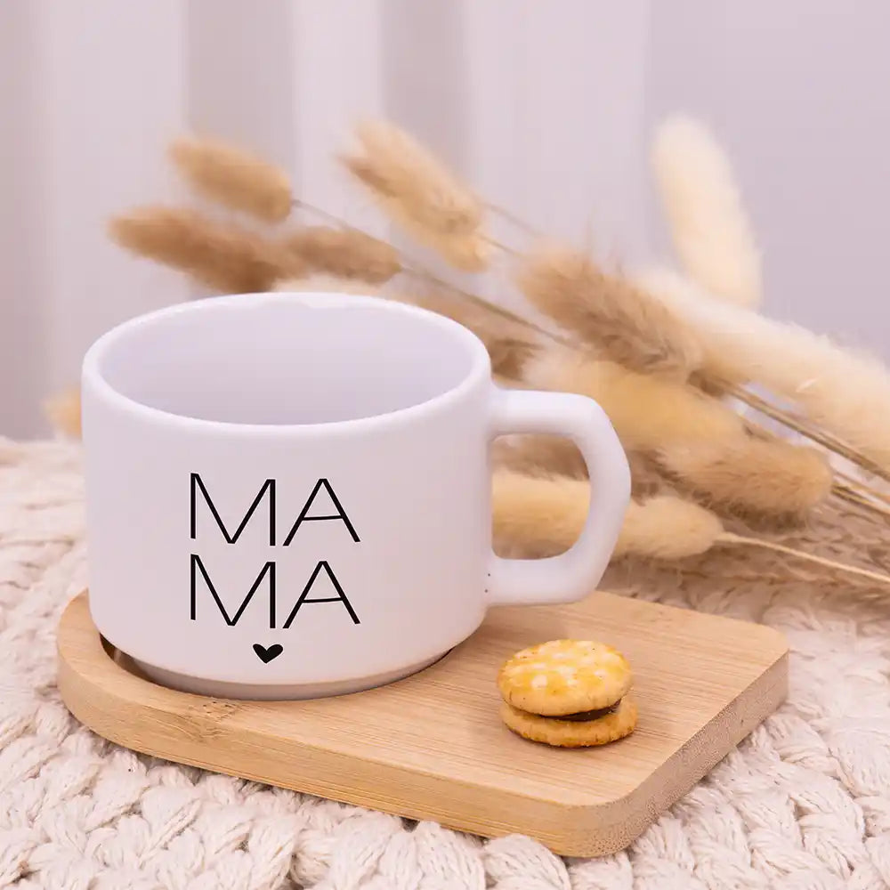 Personalisierte Kaffeetasse Mama MAMA Großbuchstaben – Keramik & Bambus