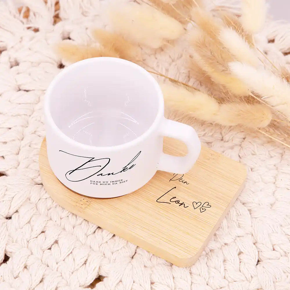 Personalisierte Tasse mit Namen Muttertag Danke – immer für mich da – alle Ansichten