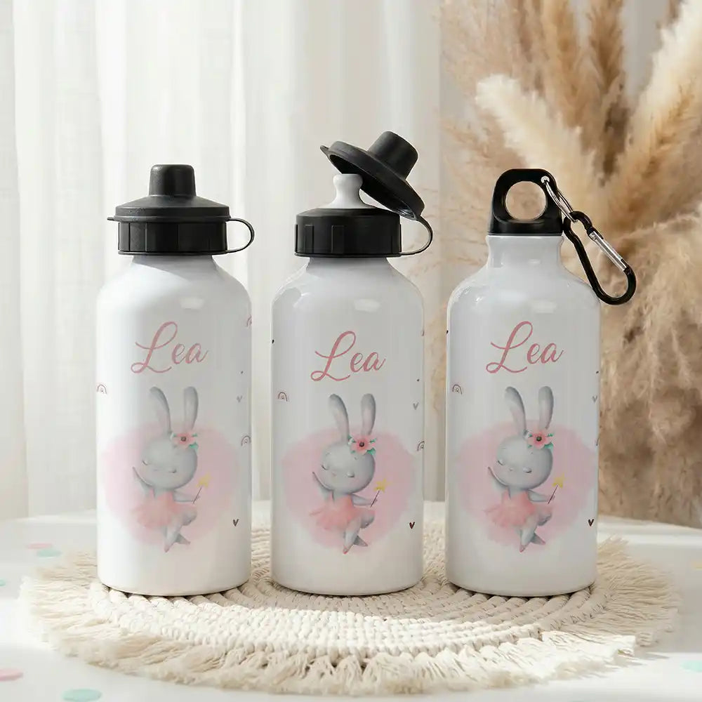 Personalisierte Trinkflasche Kinder Hase Ballerina – Geschenk zur Einschulung