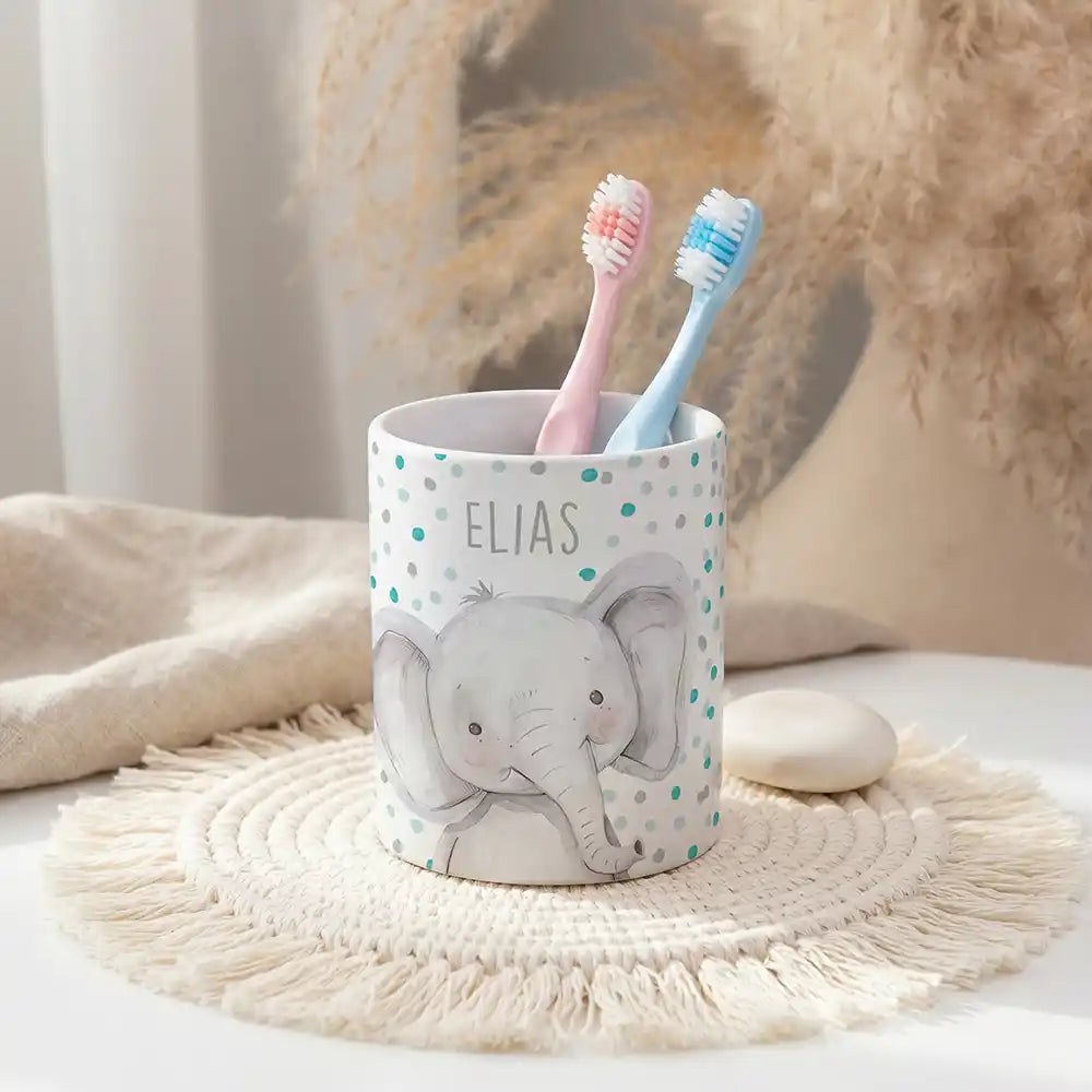 Personalisierter Stiftehalter Elefant Konfetti - Ordnung am Kinderschreibtisch