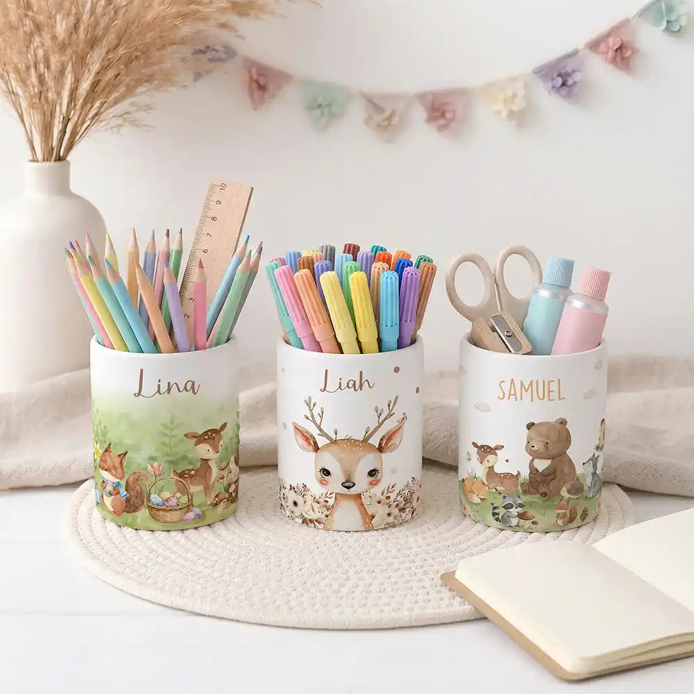 Stiftehalter Rehkitz Zweige - Schreibtisch-Organizer Keramik