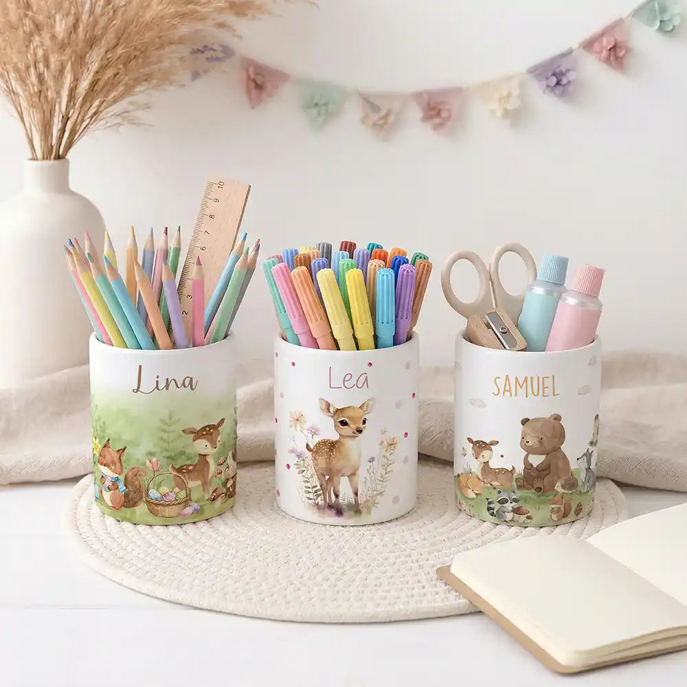 Stiftehalter Rehkitz Blumenwiese - Schreibtisch-Organizer Keramik