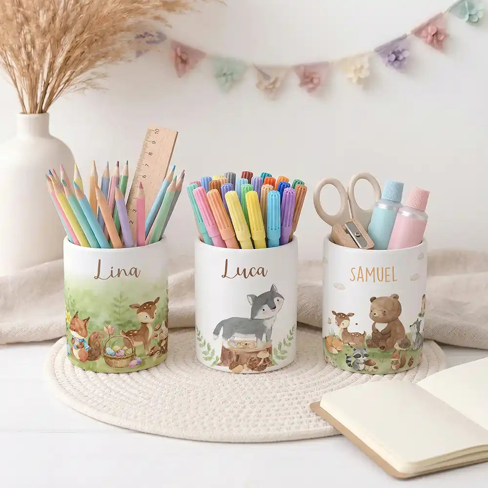 Stiftehalter Wolf Wald - Schreibtisch-Organizer Keramik