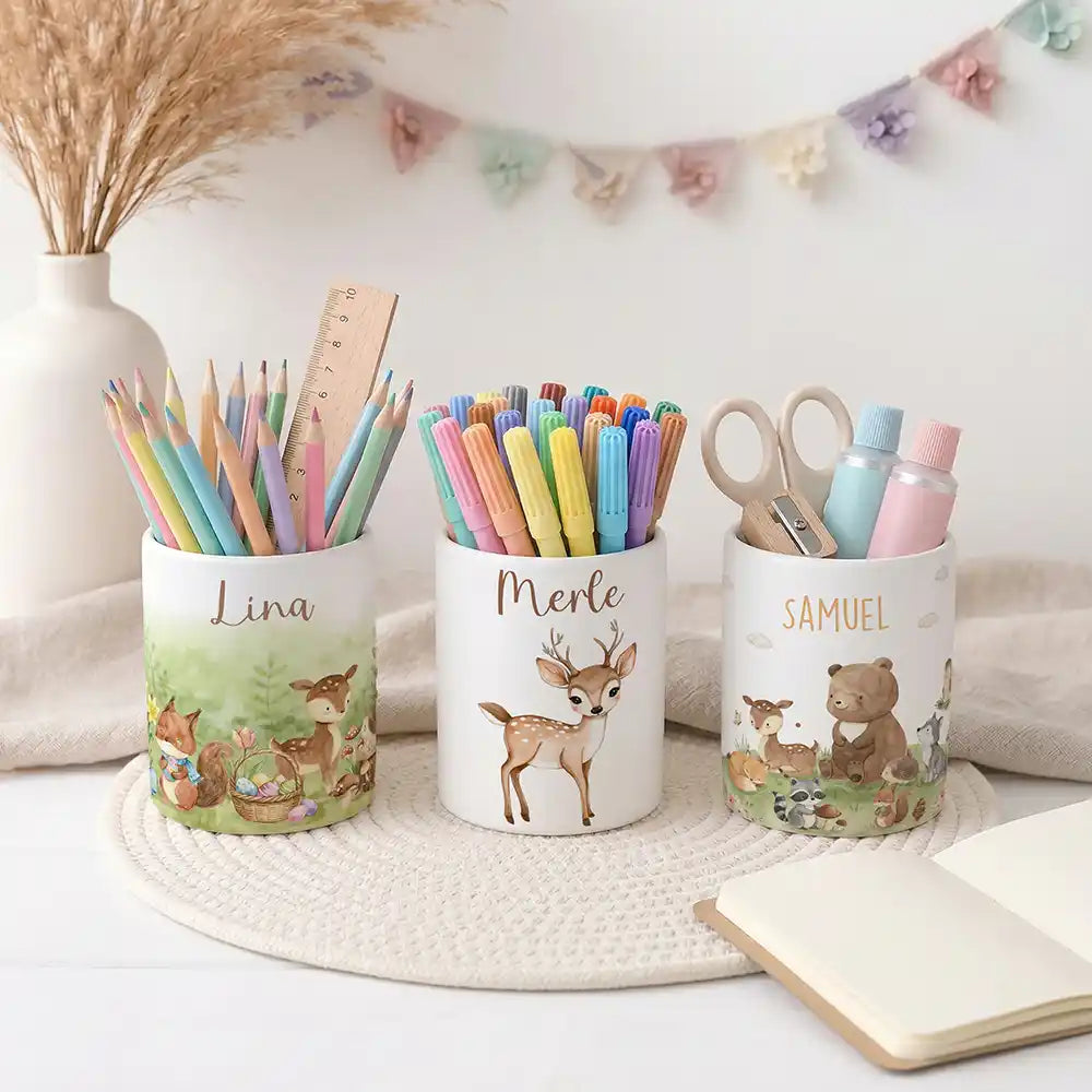 Stiftehalter Rehkitz Bambi - Schreibtisch-Organizer Keramik