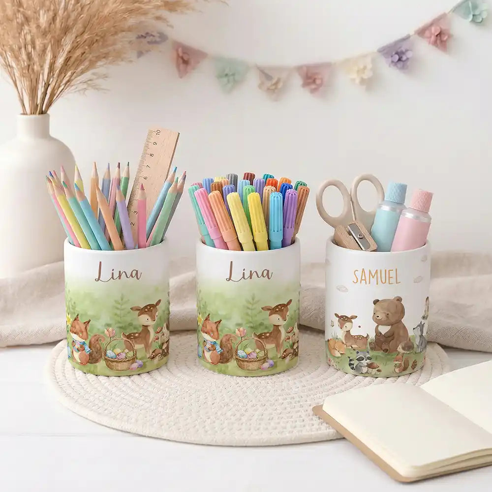 Stiftehalter Ostern Reh & Fuchs - Schreibtisch-Organizer Keramik