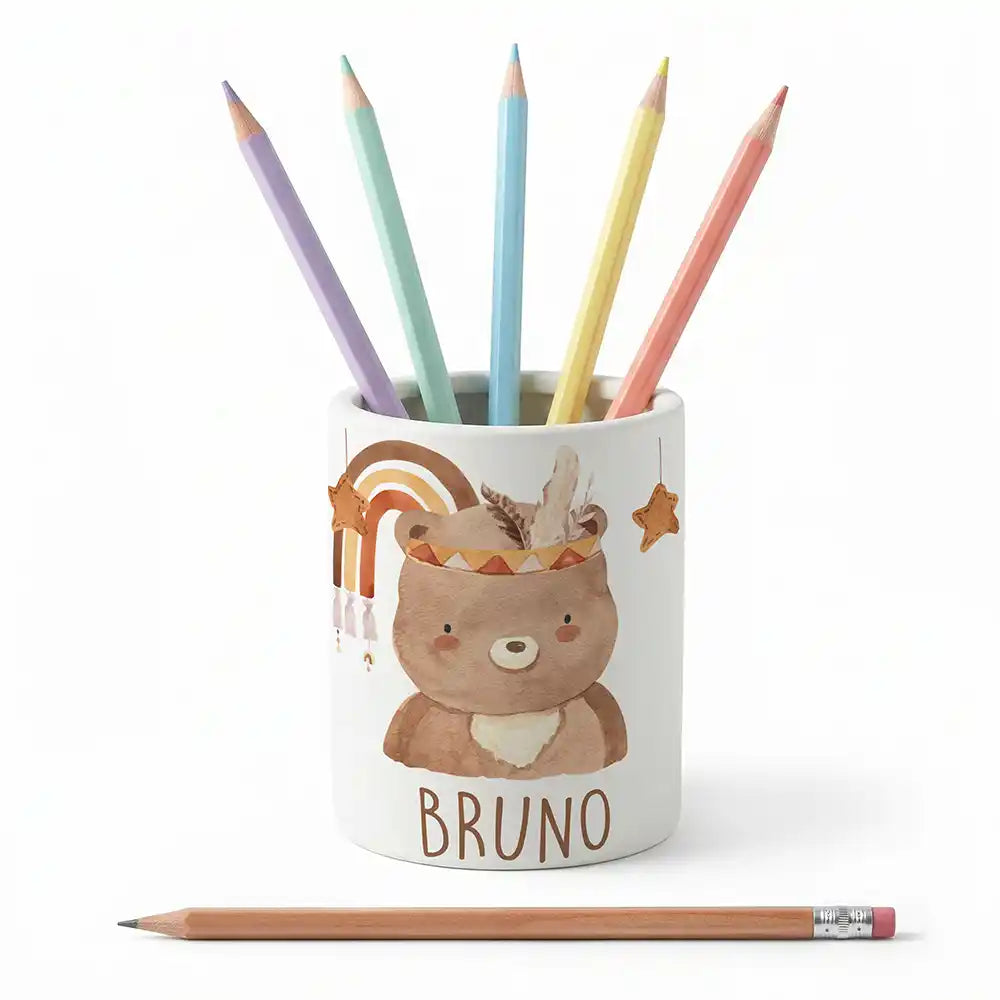 Zahnbürstenhalter Boho-Bär - Keramik für das Kinderbad